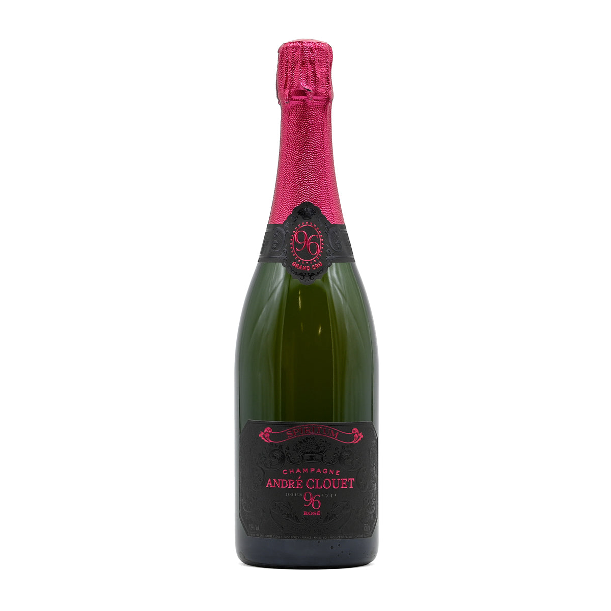 Andre Clouet Champagne Brut Rose Spiritum 96 Grand Cru, 750ml French rose champagne, made from a blend of Pinot Noir, Rouge de Bouzy 2019, and Liqueur de millesime 1996; from Bouzy, Champagne, France – GDV Fine Wines, Hong Kong