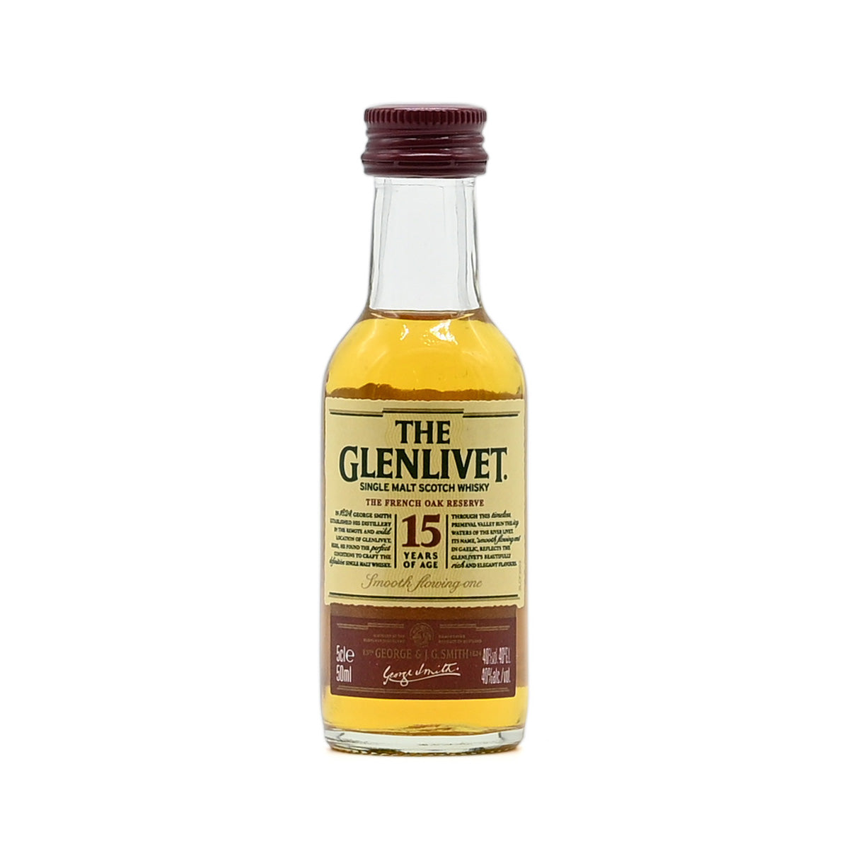 The Glenlivet 15 years old single malt Scotch Whisky in 50ml bottle, from Speyside, Scotland – GDV Fine Wines, Hong Kong