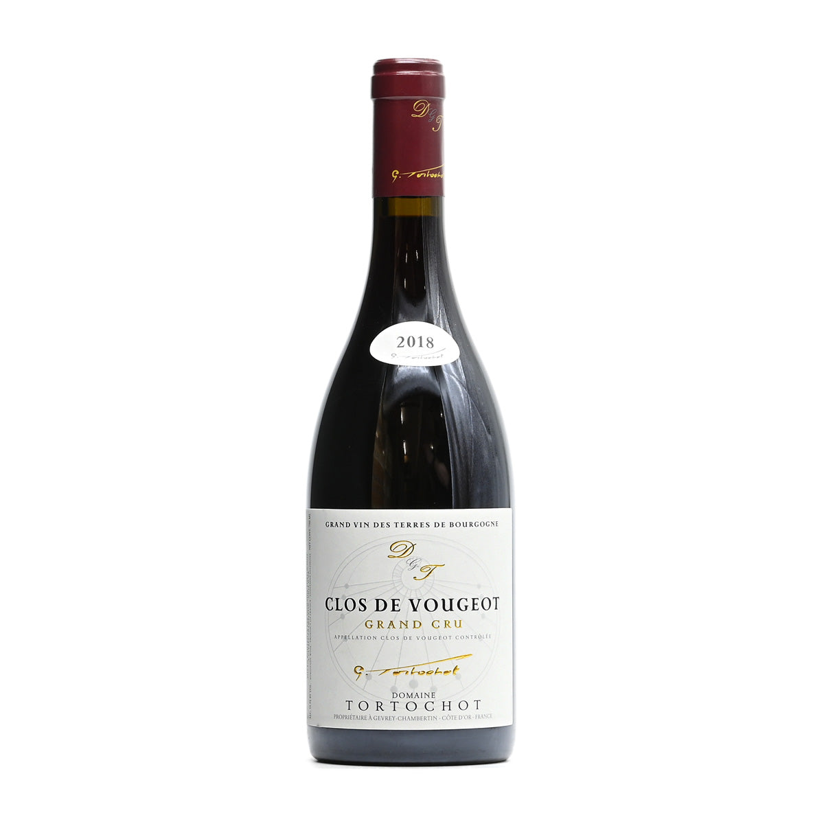 Tortochot Clos Vougeot 2018 a French red wine made from pinot noir from Clos de Vougeot, Grand Cru Burgundy, France