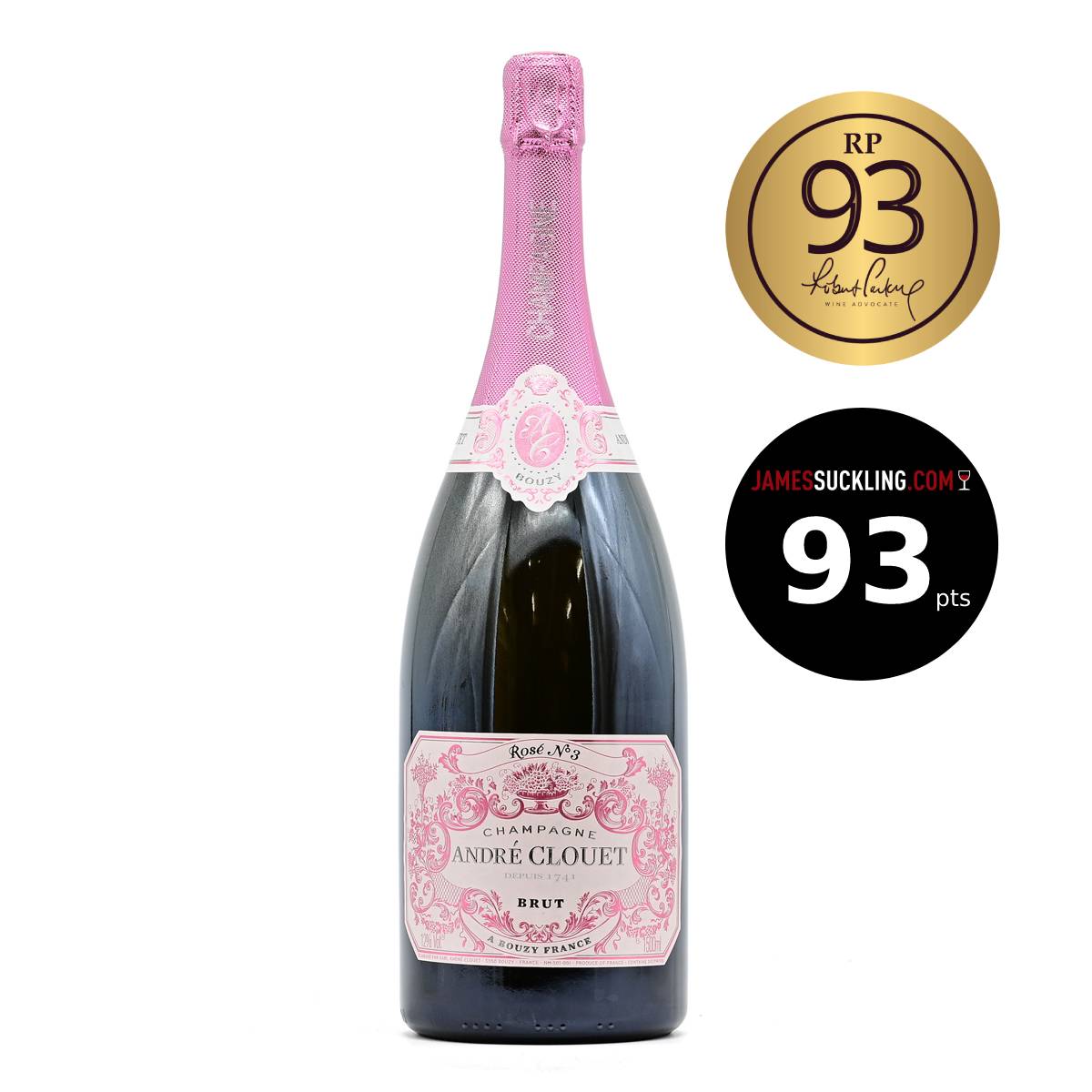 Champagne Andre Clouet Brut Rose Number 3 in imperial bottle, 6 litre French champagne, made from Pinot Noir; from Bouzy, France brought to you by GDV Fine Wines, Hong Kong