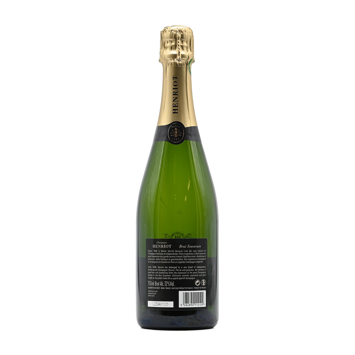 Champagne Henriot Brut Souverain NV, 750ml French non-vintage champagne based on the 2015 vintage, made from a blend of Pinot Noir, Chardonnay, and Pinot Meunier, from Ay, Champagne, France – GDV Fine Wines, Hong Kong