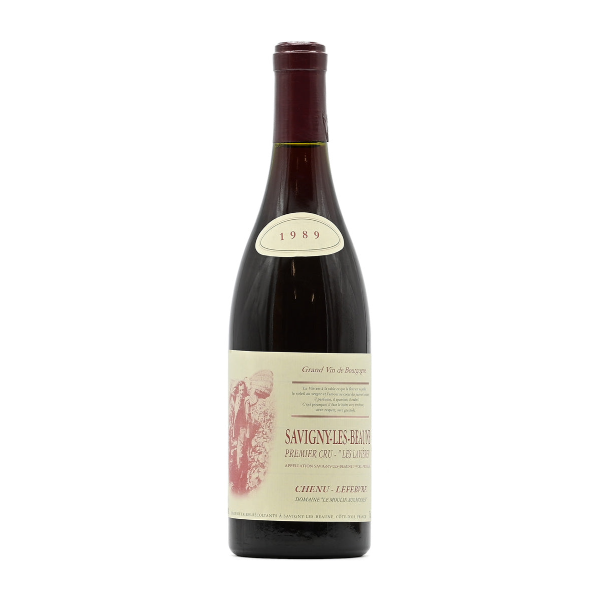 Moulin Aux Moines (Hubert Chenu Lefebvre) Savigny les Beaune Premier Cru les Lavieres 1989, 750ml French red wine, made from Pinot Noir, from Savigny-les-Beaune, Burgundy, France – GDV Fine Wines, Hong Kong